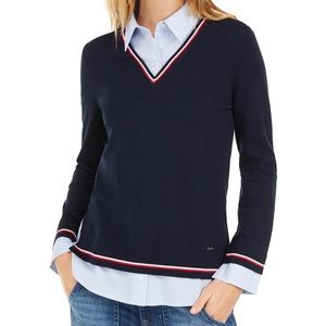 Tommy Hilfiger Layered Look Cotton Sweater